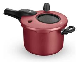 Panela de Pressão antiaderente Cereja Tampa com Visor de Vidro 4.5 L MTA Fechamento Externo Panela de Pressão antiaderente Cereja Tampa com Visor de Vidro 4.5 L MTA Fechamento Externo