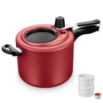 Panela de Pressão Antiaderente com Visor na Tampa 4,5L Alumínio MTA e Ramekin Potinho