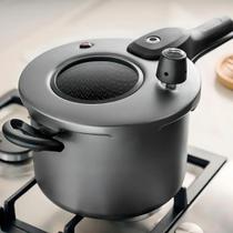 Panela de Pressão antiaderente Grafite Tampa com Visor de Vidro 4.5 L MTA Fechamento Externo Panela de Pressão antiaderente Grafite Tampa com Visor de Vidro 4.5 L MTA Fechamento Externo