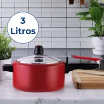 Panela de Pressao Antiaderente Vermelha Alegrete 3 Litros