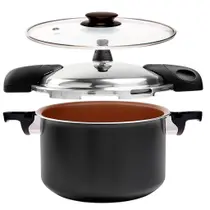 Panela de Pressão Caldeirão 2 em 1 Brinox Pressure 5,4 Litros Preta Revestimento Cerâmico