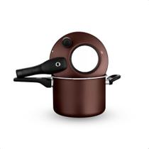 Panela De Pressão Com Visor 4,5 Litros Antiaderente Marrom Chocolate 7 Camadas Resistente MTA - 6603