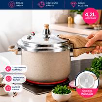 Panela de Pressão Creme 4,2L Antiaderente Cozinha Moderna Panela de Pressão Creme 4,2L Antiaderente Cozinha Moderna