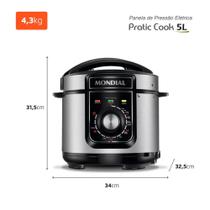 Panela de Pressão Elétrica 5L Mondial 127V Preto/Inox 900W - PE-48-5L-I Panela de Pressão Elétrica 5L Mondial 127V Preto/Inox 900W - PE-48-5L-I