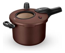 Panela De Pressão Fec Externo 4,5 Lt Visor Grande Chocol Mta