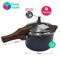 Panela De Pressão Fechamento 4 Travas Profissional 4,2L Turim Panela De Pressão Fechamento 4 Travas Profissional 4,2L Turim