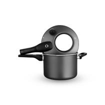 Panela De Pressão Fechamento Externo Com Visor De Vidro Grafite 4,5l MTA Panela De Pressão Fechamento Externo Com Visor De Vidro Grafite 4,5l MTA