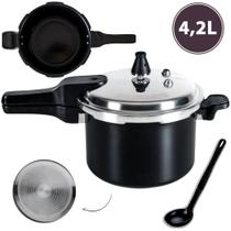 Panela De Pressão Fogão De Inducão Cerâmica Life Pressure Antiaderente 4,2L Preta Fosca Brinox