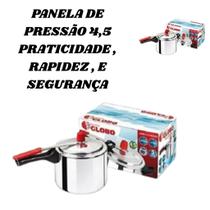 Panela de Pressão GLOBO 4,5 L Sistema de Segurança e Alta Durabilidade Panela de Pressão GLOBO 4,5 L Sistema de Segurança e Alta Durabilidade