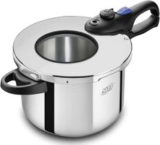 Panela de pressão inox com visor de vidro n22/6,0l fundo triplo para inducao mta