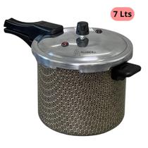 Panela de pressão Marrom Tampa Fechamento Externo 7 litros Estampada Teflon Antiaderente