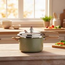 Panela de Pressão Max Chef 4,2L Indução Cerâmica Verde Acinzentado com Alças Wood Panela de Pressão Max Chef 4,2L Indução Cerâmica Verde Acinzentado com Alças Wood
