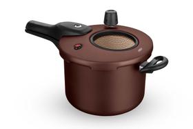 Panela de pressao mta 4,5l aluminio visor vidro chocolate fechamento extenro n20 com antiaderente 6603