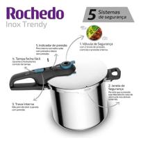 Panela De Pressão Rochedo Inox Trendy 8 Litros Com Indução