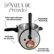 Panela de Pressão Roque 4,5 Litros Inox Cozimento com Qualidade Feijão Carne