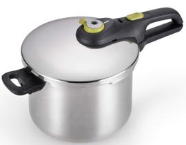 Panela de pressão T-fal, Panelas de aço inoxidável, Cofre para lava-louças, Configurações 15-PSI, 6.3-Quart, Prata, Modelo P25107