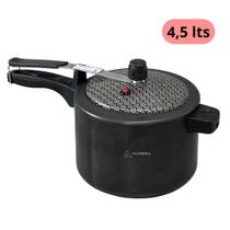 Panela de pressão Tampa Fechamento Interno 4,5 litros Preta Teflon Antiaderente Estampada