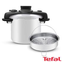 Panela de Pressão Tefal Opti'Space 7 Litros em Inox com Fundo Triplo e Cesto de Vapor