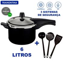 Panela de Pressão Tramontina Alumínio 6 Litros Antiaderente Starflon Max + 3 Utensílios