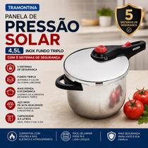Panela de Pressão Tramontina Solar 4.5L Inox Fundo Triplo Indução 5 Seguranças