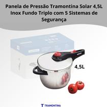 Panela de Pressão Tramontina Solar 4,5L Inox Fundo Triplo com 5 Sistemas de Segurança Panela de Pressão Tramontina Solar 4,5L Inox Fundo Triplo com 5 Sistemas de Segurança