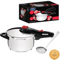 Panela de Pressão Tramontina Solar em Aço Inox Fundo Triplo com 5 Dispositivos de Segurança 22 cm 4,5 L + Concha Aço Inox