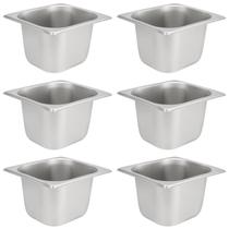 Panela de vapor JAPCHET de aço inoxidável 1/6 tamanho 4 polegadas de profundidade (pacote com 6) Panela de vapor JAPCHET de aço inoxidável 1/6 tamanho 4 polegadas de profundidade (pacote com 6)