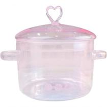 Panela De Vidro Com Tampa E Alça, Panela De Vidro Transparente Para Sopa, Macarrão, Comida Para Bebê, Rosa, 1500ml Panela De Vidro Com Tampa E Alça, Panela De Vidro Transparente Para Sopa, Macarrão, Comida Para Bebê, Rosa, 1500ml
