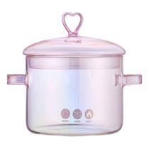 Panela De Vidro Rosa Furta-cor Panela Com Tampa 1.5l