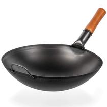 Panela de wok YOSUKATA em aço carbono 36 cm com fundo redondo de aço preto Panela de wok YOSUKATA em aço carbono 36 cm com fundo redondo de aço preto