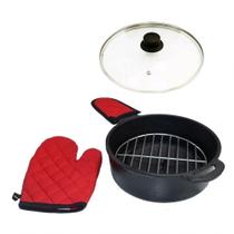 Panela Defumação Frigideira Multiuso Ferro Serragem Tv 25cm.