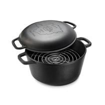 Panela Defumação mg Caçarola Ferro Fundido Preto Fosco 8,1L com Grelha e Placa Panela Mineira Panela Defumação mg Caçarola Ferro Fundido Preto Fosco 8,1L com Grelha e Placa Panela Mineira