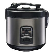 Panela Elétrica Agratto Inox 6 e 10 Xícaras Visor Vidro Arroz Legumes Vapor 700W