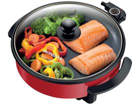 Panela Elétrica Multifuncional Grill Redonda - Mondial Multicook Red PE-28 1200W 3L