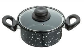 Panela Esmaltada Sensação Tampa Vidro Preta Pigmentada