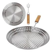 Panela Frigideira 2 Em 1 Para Grelhar Churrasco 30cm Inox Mor