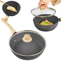 Panela Frigideira Antiaderente De Cerâmica Reforçada Com Tampa De Vidro Temperado Linha Premium