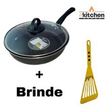 Panela Frigideira Antiaderente Teflon em Preto N-24 + Brinde Cor:Amarelo