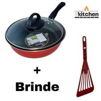 Panela Frigideira Antiaderente Teflon Vermelho 20cm + Brinde Cor:Vermelho