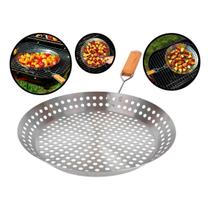 Panela Frigideira de Inox 30cm Cozinha Rápida com Cabo De Encaixe Perfeita para Grelhar 2 em 1 Churrascos - Mor