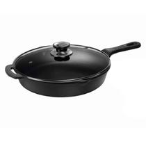 Panela Frigideira do Chef 3l Ferro Fundido Com Tampa de Vidro e Cabo 28cm Panela Mineira