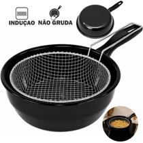 Panela Frigideira Fritadeira Fogão de Indução Com Cesto de Fritura Fritatudo 20cm 1,5 Litros