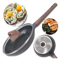 Panela Frigideira Indução E Gás Antiaderente De Cerâmica Com Tampa De Vidro Panela Frigideira Indução E Gás Antiaderente De Cerâmica Com Tampa De Vidro