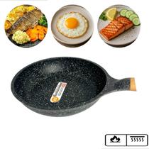 Panela Frigideira Profissional Revestimento Antiaderente 20cm Mármore Cabo Madeira Fogo e indução Panela Frigideira Profissional Revestimento Antiaderente 20cm Mármore Cabo Madeira Fogo e indução