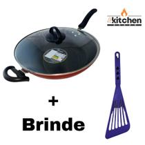 Panela Frigideira Tampa Wok Antiaderente Teflon n30 + Brinde