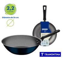 Panela Frigideira Wok Caçarola Tramontina Funda Grande Revestimento Antiaderente Alumínio Azul