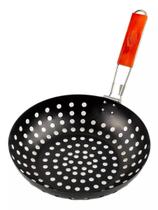 Panela Frigideira Wok Com Cabo para Churrasqueira 30cm Prana