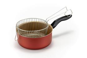 Panela Fritadeira 20 Cereja Antiaderente TEFLON - Prática e Bonita - Frita Batata e Salgadinhos