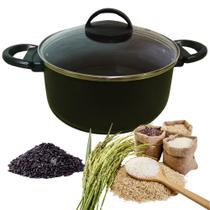 Panela Grande Antiaderente 20cm Tampa Vidro cozinhar arroz Feijão legumes sem oleo vermelho preto - RL