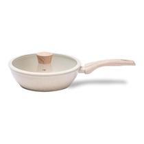 Panela Grande Frigideira Wok Antiaderente Com Tampa Indução Gás Cerâmica Vanilla Panela Grande Frigideira Wok Antiaderente Com Tampa Indução Gás Cerâmica Vanilla